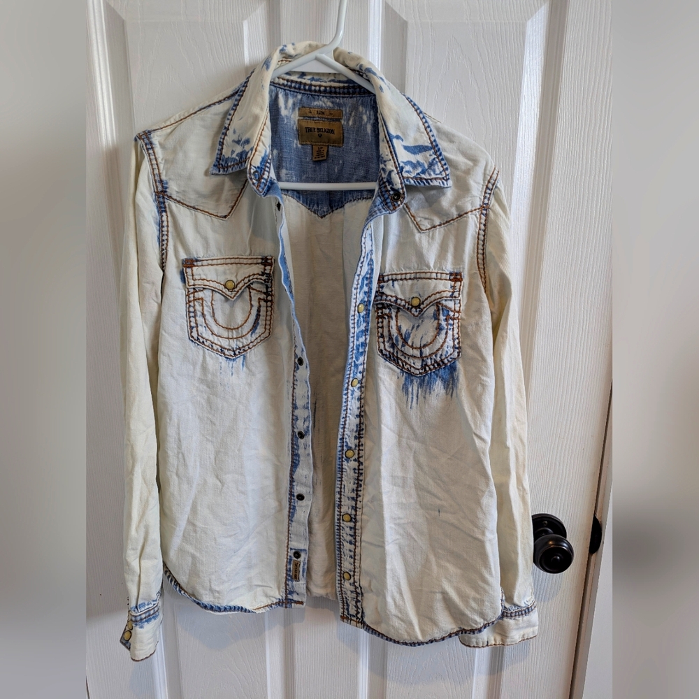 True Religion Men's white Jean Shirt